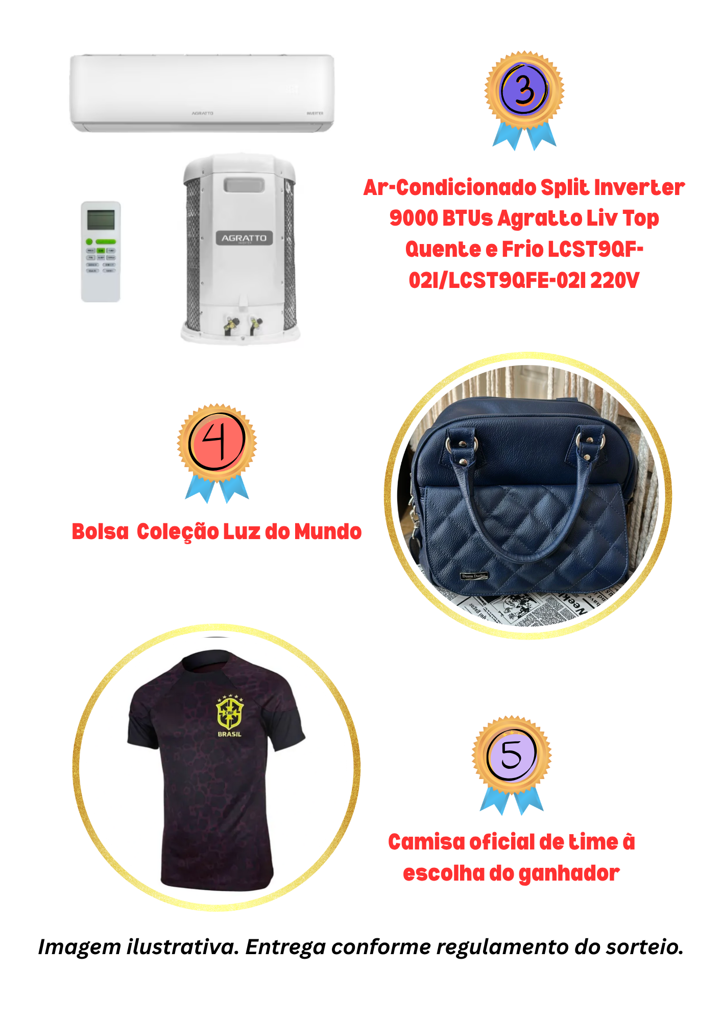 Prêmios 3, 4 e 5 da rifa